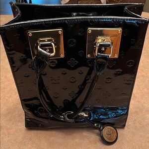Black Patent Leather Tote Bag